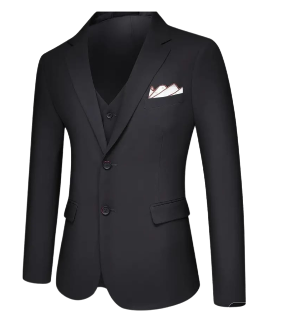 Conjunto de trajes de tres piezas para hombre, ideal para ocasiones formales y eventos importantes.