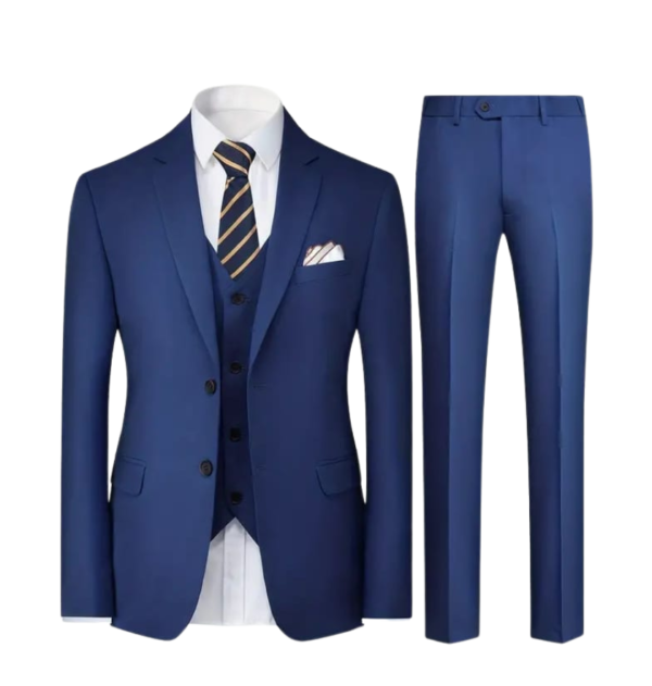 Conjunto de trajes de tres piezas para hombre, ideal para ocasiones formales y eventos importantes.